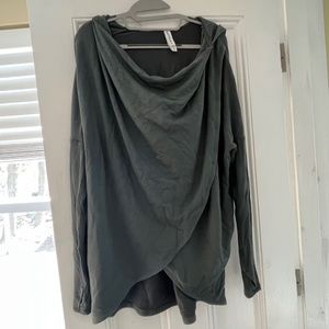 ATHLETA WOMENS PURANA V NECK WRAP SWEATSHIRT Bali Green Size Small